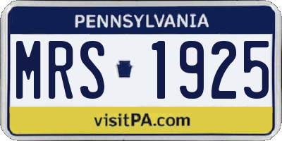 PA license plate MRS1925