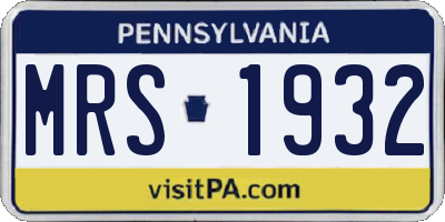 PA license plate MRS1932
