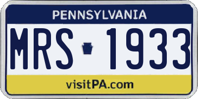 PA license plate MRS1933