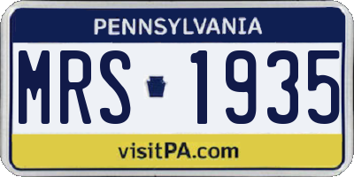 PA license plate MRS1935