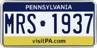 PA license plate MRS1937