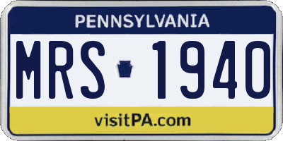 PA license plate MRS1940