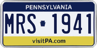 PA license plate MRS1941