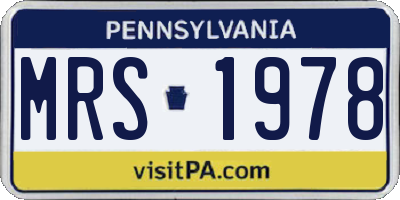 PA license plate MRS1978