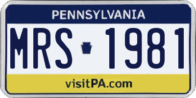 PA license plate MRS1981