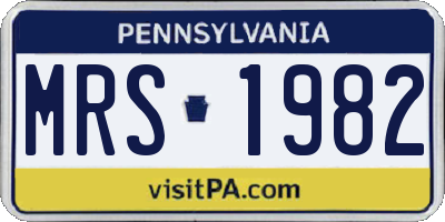 PA license plate MRS1982