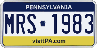 PA license plate MRS1983