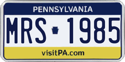 PA license plate MRS1985