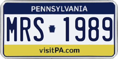 PA license plate MRS1989