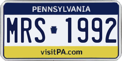 PA license plate MRS1992