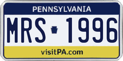 PA license plate MRS1996