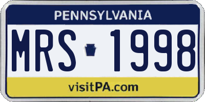PA license plate MRS1998