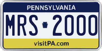 PA license plate MRS2000