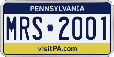 PA license plate MRS2001