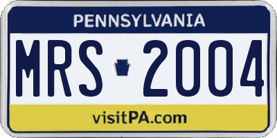 PA license plate MRS2004