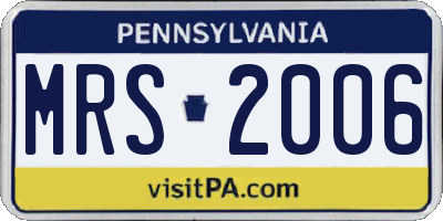 PA license plate MRS2006