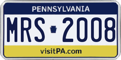 PA license plate MRS2008