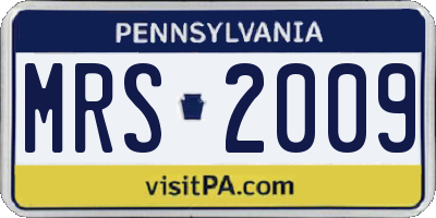 PA license plate MRS2009