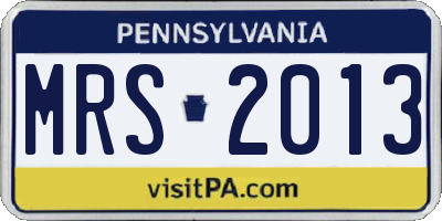 PA license plate MRS2013