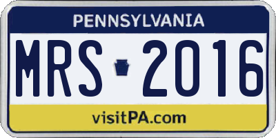 PA license plate MRS2016