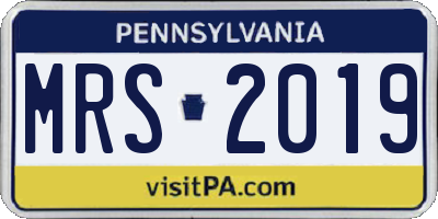 PA license plate MRS2019