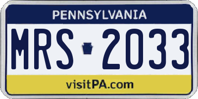 PA license plate MRS2033