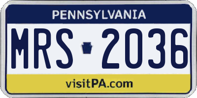 PA license plate MRS2036