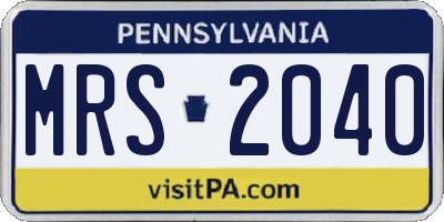 PA license plate MRS2040