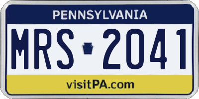 PA license plate MRS2041