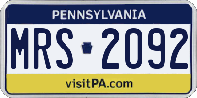 PA license plate MRS2092