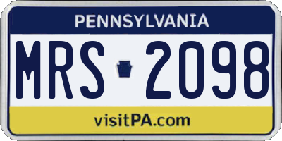 PA license plate MRS2098