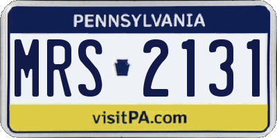 PA license plate MRS2131