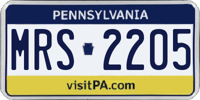 PA license plate MRS2205