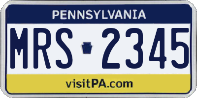 PA license plate MRS2345