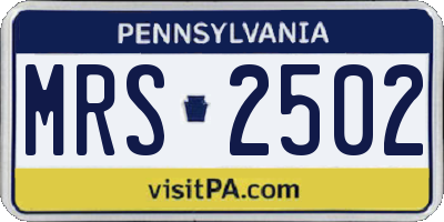 PA license plate MRS2502
