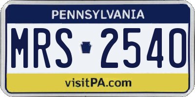 PA license plate MRS2540