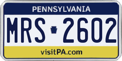 PA license plate MRS2602