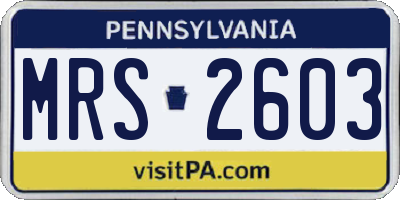 PA license plate MRS2603