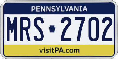 PA license plate MRS2702