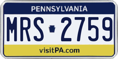 PA license plate MRS2759