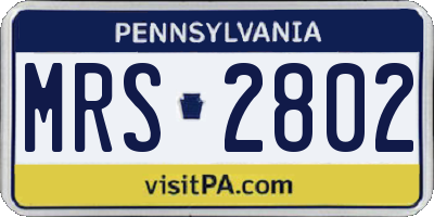 PA license plate MRS2802
