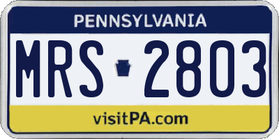 PA license plate MRS2803