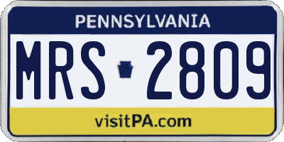 PA license plate MRS2809