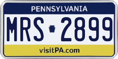 PA license plate MRS2899