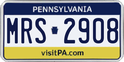 PA license plate MRS2908