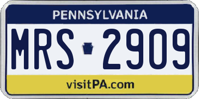 PA license plate MRS2909