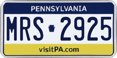PA license plate MRS2925