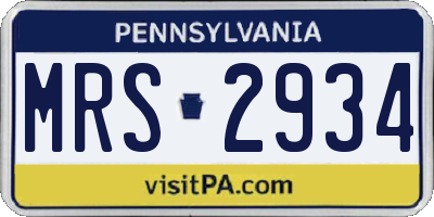 PA license plate MRS2934