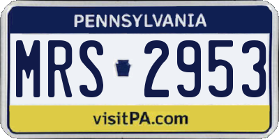 PA license plate MRS2953