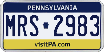 PA license plate MRS2983